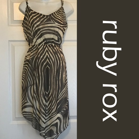 ruby rox Dresses & Skirts - Tiger Print Asymmetrical Midi Dress - L